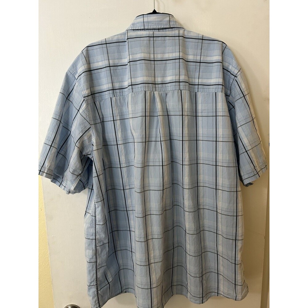 Ecko Unltd. Men's 2X Blue/White/Black Plaid Cotton Woven SS Button-Up Shirt - Picture 4 of 4